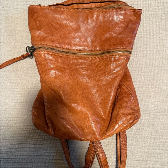Chic Brown Leather Backpack - Picture 1 of 9
